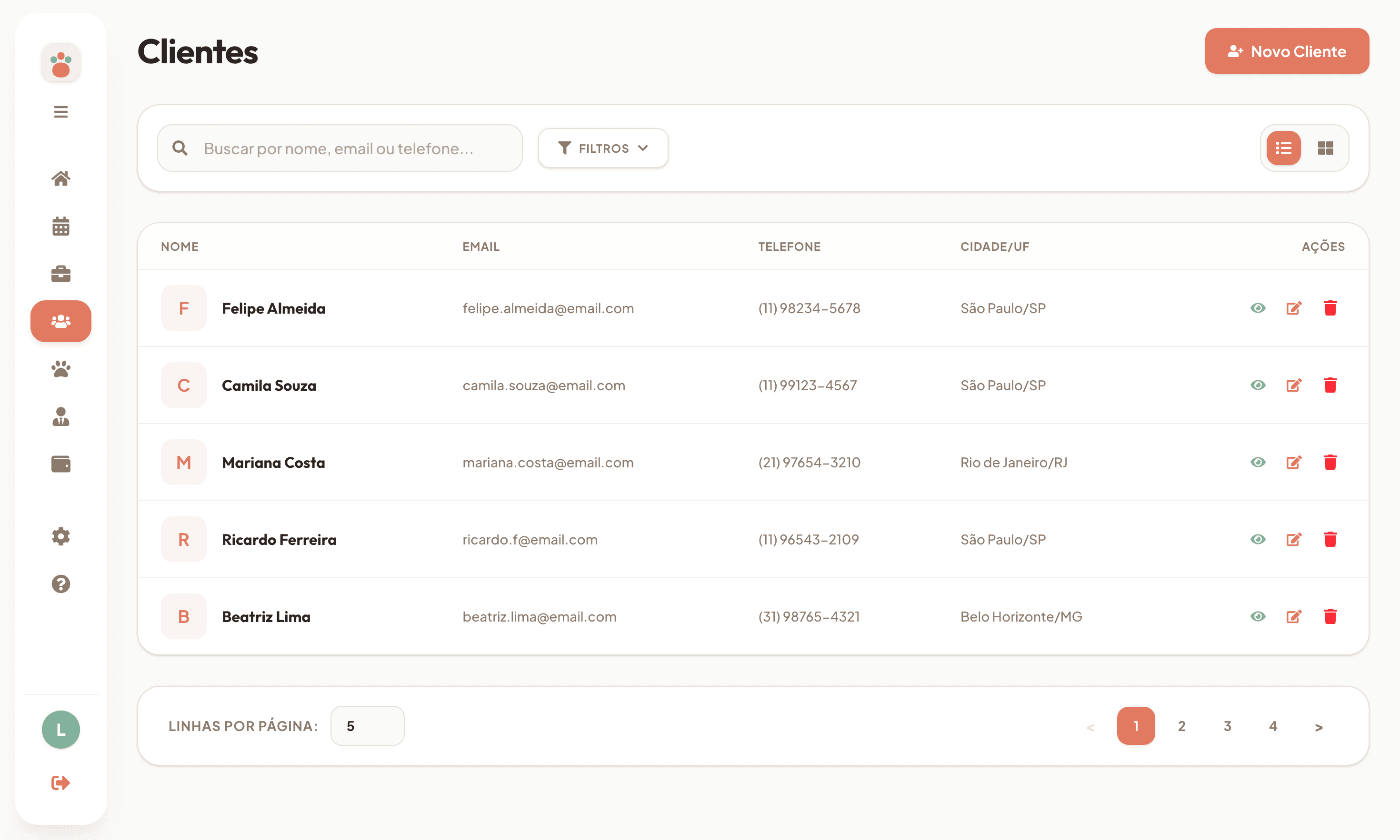 Client management on a tablet
